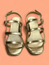 Golden Three Tier Block Heels - cunei